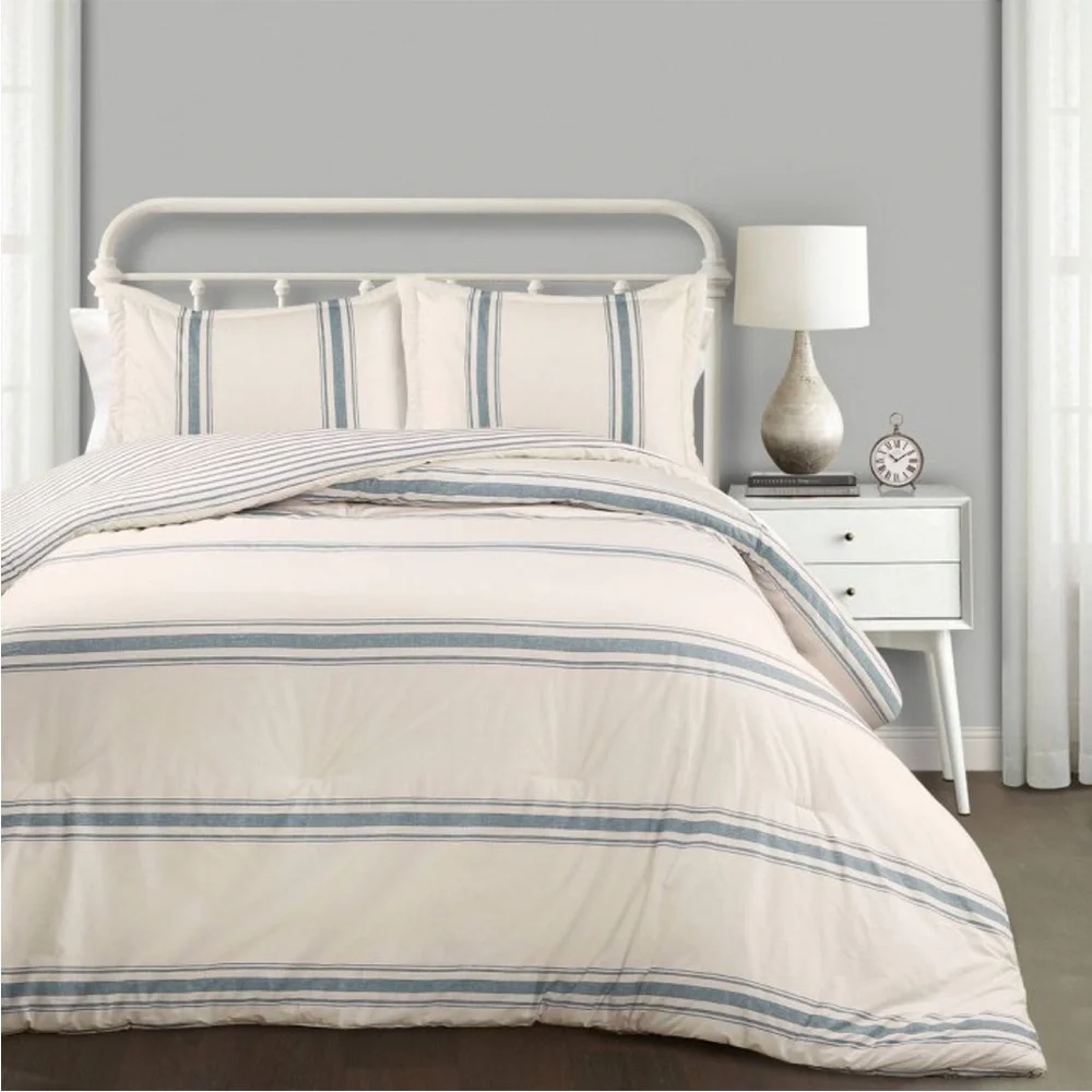 Lush Decor King Farmhouse comforter Set, Blue/White